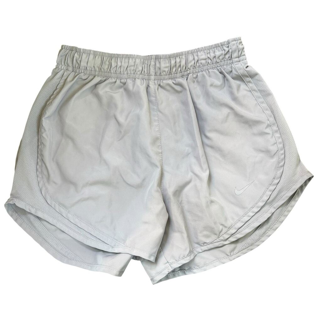 Women’s Nike Light Grey Dri Fit Tempo Running Shorts Built In Brief XS 3” Inseam